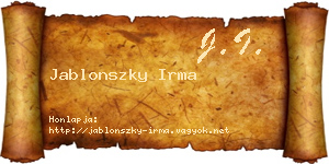 Jablonszky Irma névjegykártya