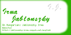 irma jablonszky business card